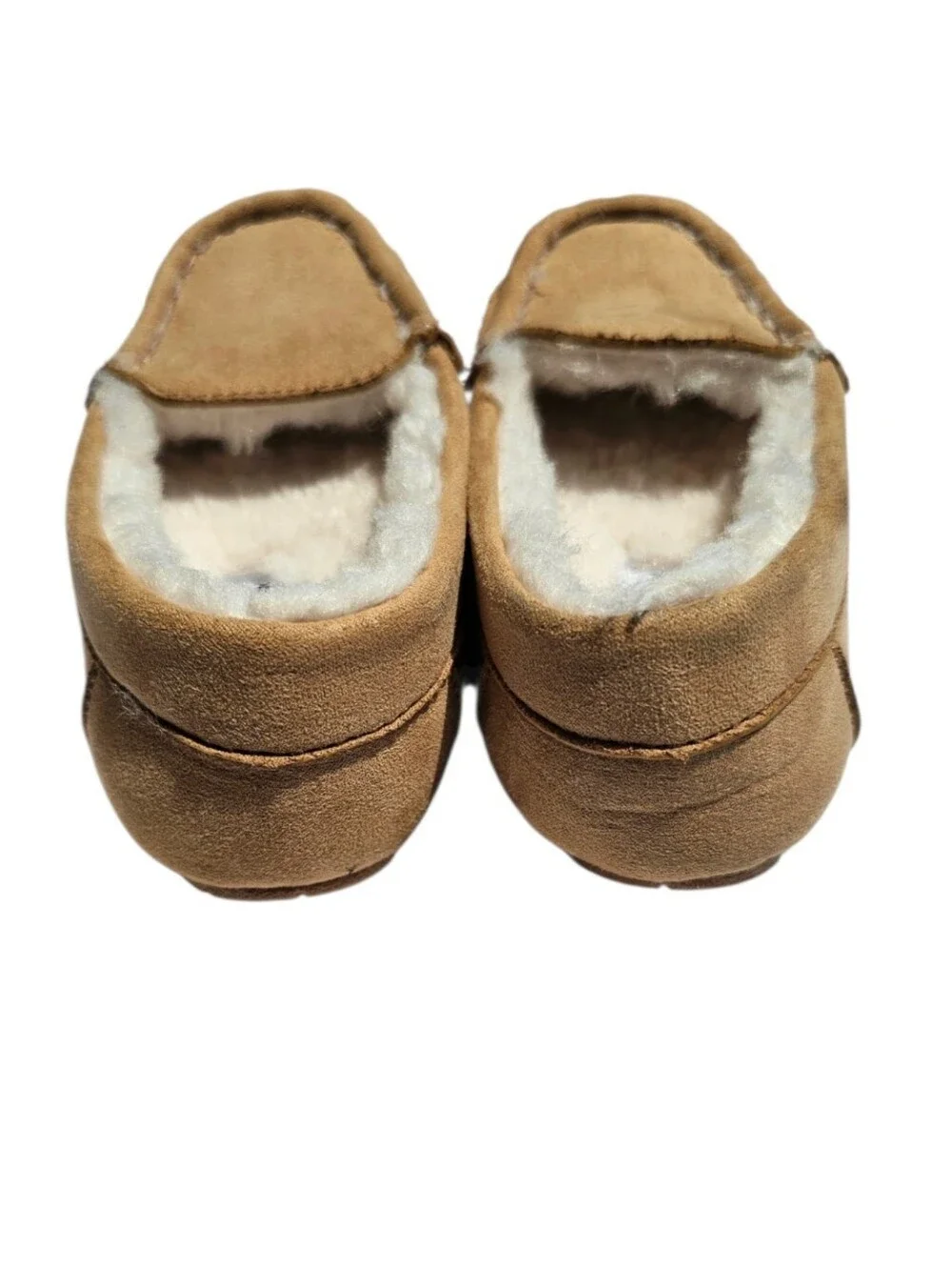 Crown Vintage Kids Tan Faux-Suede Fur Lined Moccasin Slippers Size 9
